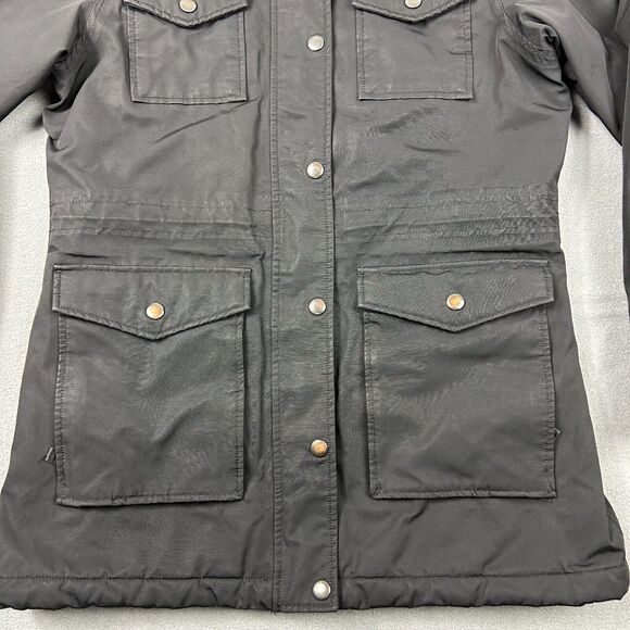 Eddie Bauer Jacket Womens Small Weatheredge Coat Hooded Faux Fur Black Parka - Picture 2 of 12